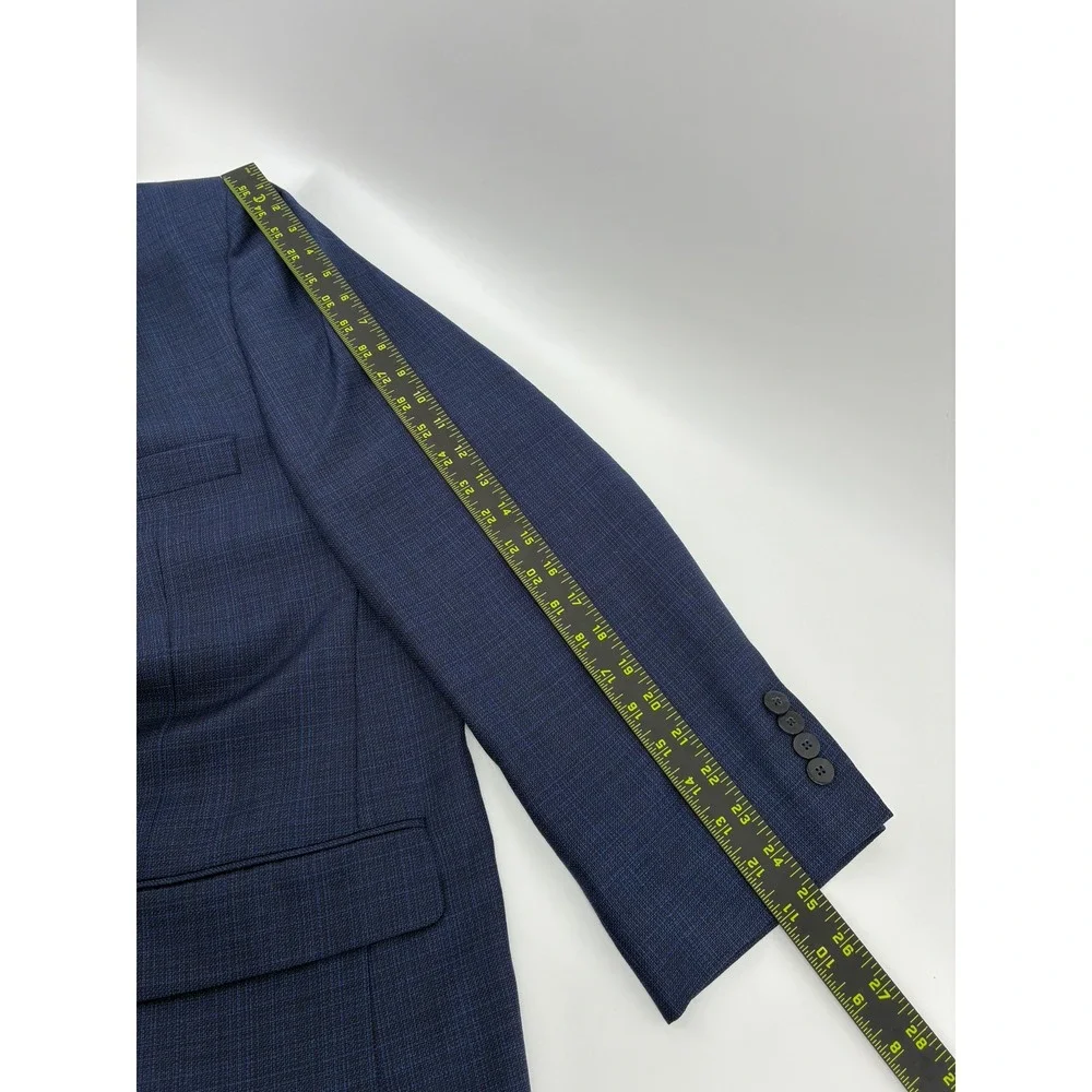 Bespoke Blue Prince of Wales Wool Blazer Sport Coat Reda 1865 Italian Fabric 48R